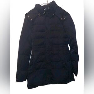 Zara Woman Black Down Puffer Coach Jacket Hoodie Size S